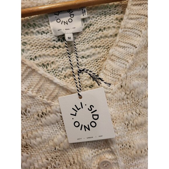 New Lili Sidonio Anthropologie Cream Crop Cardigan Sweater Sz M - Picture 6 of 9